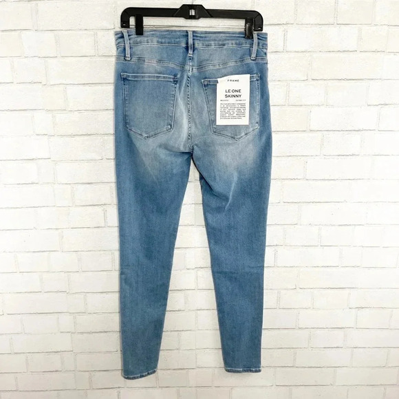 Frame Light Wash High Rise Le One Skinny Jeans Women's Size 2 New With Tags - Picture 4 of 13